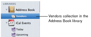 Vendors collection in the Address Book library