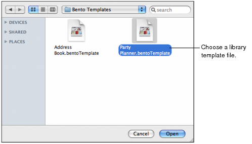 Import library template dialog