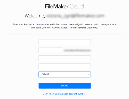 FileMaker Cloud - Seite „Welcome“ (Willkommen)
