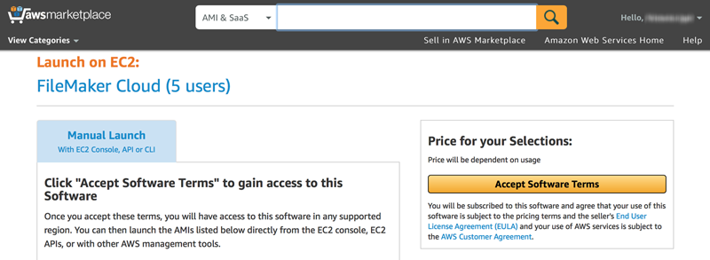 AWS Marketplace - Page Accept Software Terms