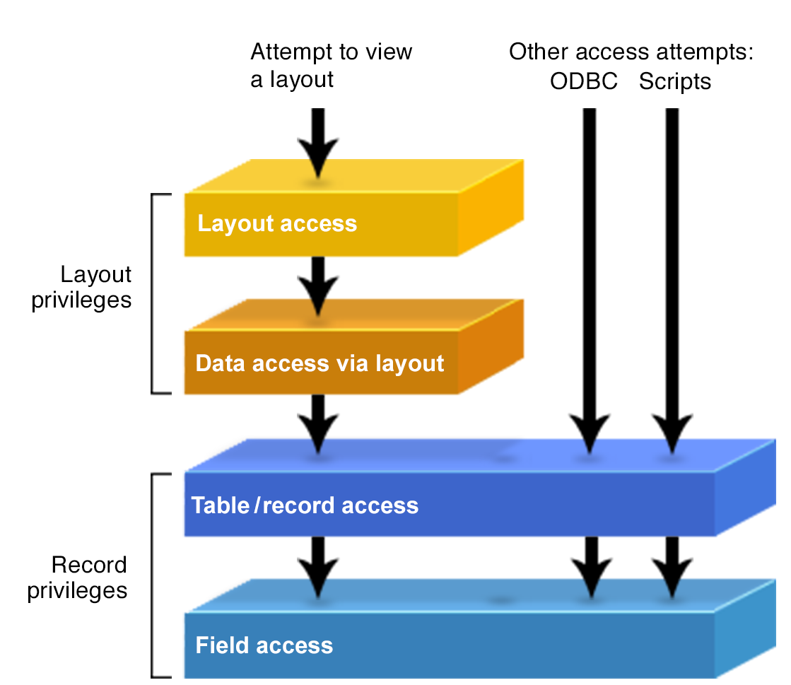 Example showing how record privileges provide greater protection of data than layout privileges