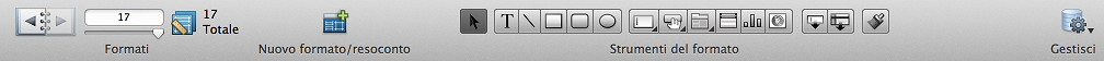 Barra degli strumenti nel modo Formato scheda in Mac OS