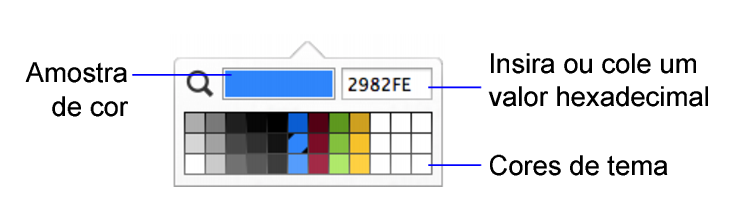 Cores de tema na paleta de cores