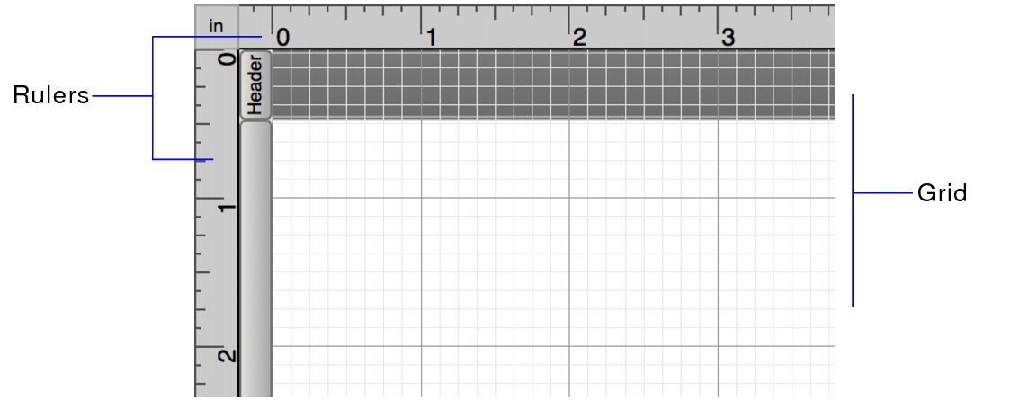 Blank layout showing the rulers and grid