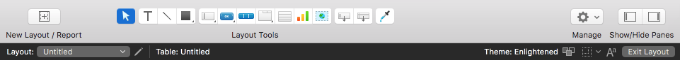 Status toolbar in Layout mode